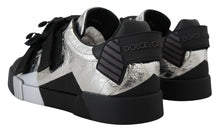 Load image into Gallery viewer, Dolce &amp; Gabbana Exclusive Silver and Black Low Top Leather Sneakers
