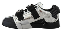 Load image into Gallery viewer, Dolce &amp; Gabbana Exclusive Silver and Black Low Top Leather Sneakers
