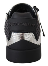 Load image into Gallery viewer, Dolce &amp; Gabbana Exclusive Silver and Black Low Top Leather Sneakers
