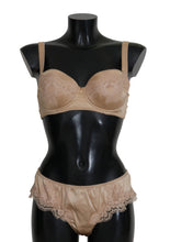 Load image into Gallery viewer, Dolce &amp; Gabbana Elegant Beige Floral Silk Lingerie Set
