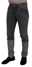 Load image into Gallery viewer, Dolce &amp; Gabbana Gray Cotton Checkered Leg Men Denim Jeans
