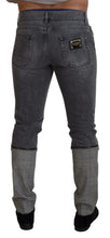 Load image into Gallery viewer, Dolce &amp; Gabbana Gray Cotton Checkered Leg Men Denim Jeans
