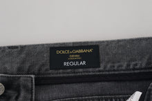 Load image into Gallery viewer, Dolce &amp; Gabbana Gray Cotton Checkered Leg Men Denim Jeans
