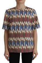 Load image into Gallery viewer, Dolce &amp; Gabbana Chic White Pencil Print Short Sleeve Blouse
