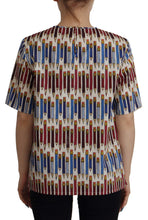 Load image into Gallery viewer, Dolce &amp; Gabbana Chic White Pencil Print Short Sleeve Blouse
