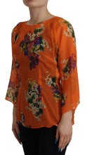 Load image into Gallery viewer, Dolce &amp; Gabbana Elegant Floral Silk Blouse with Back Zipper
