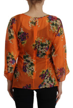 Load image into Gallery viewer, Dolce &amp; Gabbana Elegant Floral Silk Blouse with Back Zipper
