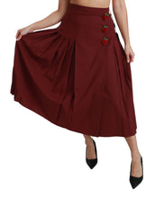 Load image into Gallery viewer, Dolce &amp; Gabbana Elegant Red High Waist Virgin Wool Skirt
