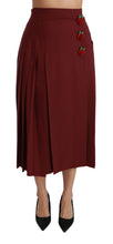 Load image into Gallery viewer, Dolce &amp; Gabbana Elegant Red High Waist Virgin Wool Skirt
