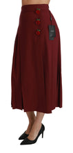 Load image into Gallery viewer, Dolce &amp; Gabbana Elegant Red High Waist Virgin Wool Skirt
