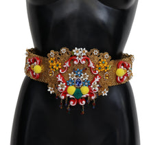 Load image into Gallery viewer, Dolce &amp; Gabbana Gold-Tone Floral Crystal Waist Belt
