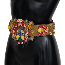 Load image into Gallery viewer, Dolce &amp; Gabbana Gold-Tone Floral Crystal Waist Belt
