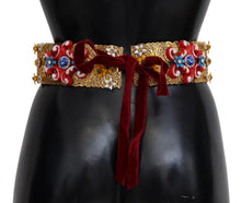 Load image into Gallery viewer, Dolce &amp; Gabbana Gold-Tone Floral Crystal Waist Belt
