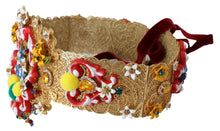 Load image into Gallery viewer, Dolce &amp; Gabbana Gold-Tone Floral Crystal Waist Belt
