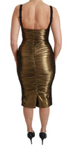 Load image into Gallery viewer, Dolce &amp; Gabbana Gold Stretch Lame Ruched Dress
