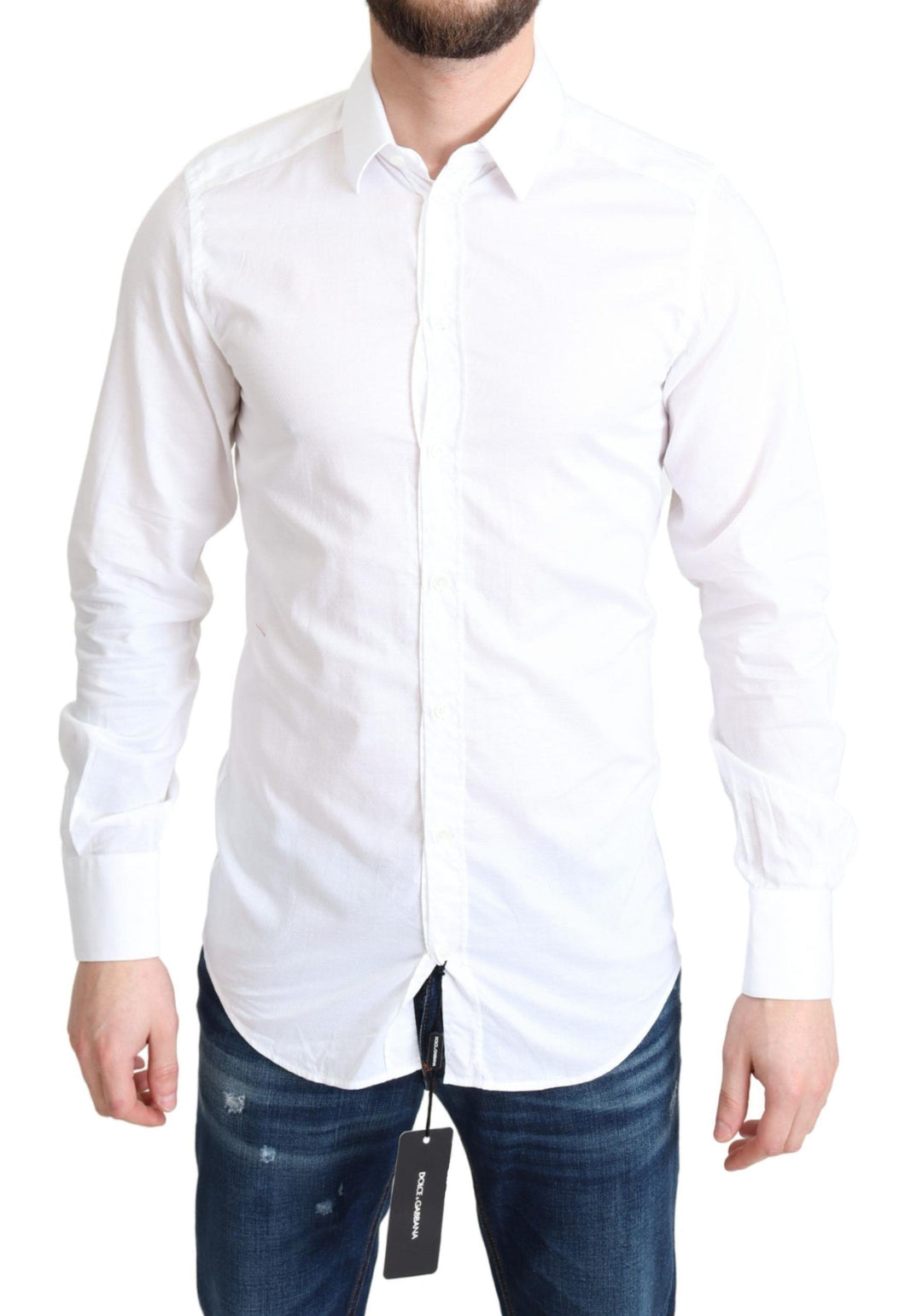 Dolce & Gabbana Elegant White Cotton Dress Shirt Slim Fit