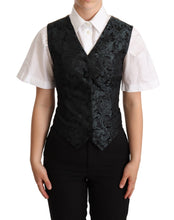 Load image into Gallery viewer, Dolce &amp; Gabbana Black Jacquard Floral Waistcoat Vest Green
