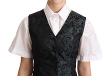 Load image into Gallery viewer, Dolce &amp; Gabbana Black Jacquard Floral Waistcoat Vest Green
