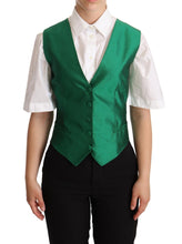 Load image into Gallery viewer, Dolce &amp; Gabbana Green Silk Satin Sleeveless Waistcoat Vest
