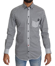 Load image into Gallery viewer, Dolce &amp; Gabbana Elegant Black &amp; White Checkered Gold Casual Shirt
