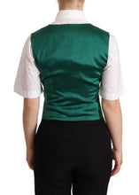 Load image into Gallery viewer, Dolce &amp; Gabbana Green Silk Satin Sleeveless Waistcoat Vest
