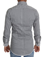 Load image into Gallery viewer, Dolce &amp; Gabbana Elegant Black &amp; White Checkered Gold Casual Shirt
