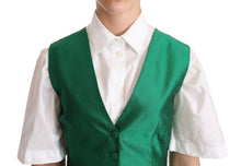 Load image into Gallery viewer, Dolce &amp; Gabbana Green Silk Satin Sleeveless Waistcoat Vest
