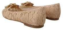 Load image into Gallery viewer, Dolce &amp; Gabbana Elegant Beige Lace Vally Flats with Crystal Accent
