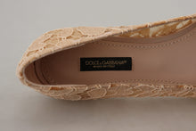 Load image into Gallery viewer, Dolce &amp; Gabbana Elegant Beige Lace Vally Flats with Crystal Accent
