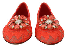 Load image into Gallery viewer, Dolce &amp; Gabbana Elegant Lace Vally Flats in Coral Red
