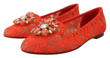 Load image into Gallery viewer, Dolce &amp; Gabbana Elegant Lace Vally Flats in Coral Red
