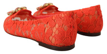 Load image into Gallery viewer, Dolce &amp; Gabbana Elegant Lace Vally Flats in Coral Red
