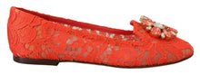 Load image into Gallery viewer, Dolce &amp; Gabbana Elegant Lace Vally Flats in Coral Red
