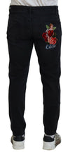 Load image into Gallery viewer, Dolce &amp; Gabbana Black Angel Embroidery Skinny Denim Jeans
