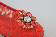 Load image into Gallery viewer, Dolce &amp; Gabbana Elegant Lace Vally Flats in Coral Red
