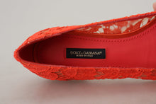 Load image into Gallery viewer, Dolce &amp; Gabbana Elegant Lace Vally Flats in Coral Red
