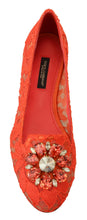 Load image into Gallery viewer, Dolce &amp; Gabbana Elegant Lace Vally Flats in Coral Red
