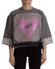 Load image into Gallery viewer, Dolce &amp; Gabbana Chic Grey Cotton Heart Tee with Bell Sleeves
