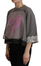 Load image into Gallery viewer, Dolce &amp; Gabbana Chic Grey Cotton Heart Tee with Bell Sleeves
