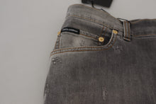 Load image into Gallery viewer, Dolce &amp; Gabbana Gray Embroidery Tattered Cotton Denim Jeans
