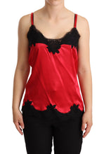 Load image into Gallery viewer, Dolce &amp; Gabbana Red Floral Lace Trimmed Silk Satin Camisole Top
