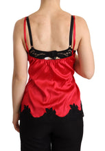 Load image into Gallery viewer, Dolce &amp; Gabbana Red Floral Lace Trimmed Silk Satin Camisole Top
