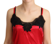 Load image into Gallery viewer, Dolce &amp; Gabbana Red Floral Lace Trimmed Silk Satin Camisole Top
