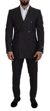 Load image into Gallery viewer, Dolce &amp; Gabbana Elegant Black Striped Virgin Wool Suit
