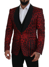 Load image into Gallery viewer, Dolce &amp; Gabbana Radiant Red Leopard Print Three Piece Suit
