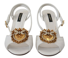 Load image into Gallery viewer, Dolce &amp; Gabbana Devotion Embellished White Leather Stilettos
