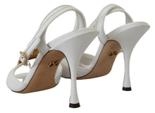 Load image into Gallery viewer, Dolce &amp; Gabbana Devotion Embellished White Leather Stilettos
