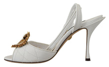 Load image into Gallery viewer, Dolce &amp; Gabbana Devotion Embellished White Leather Stilettos
