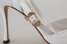 Load image into Gallery viewer, Dolce &amp; Gabbana Devotion Embellished White Leather Stilettos
