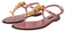 Load image into Gallery viewer, Dolce &amp; Gabbana Chic Pink Leather Sandals with Exquisite Embellishment
